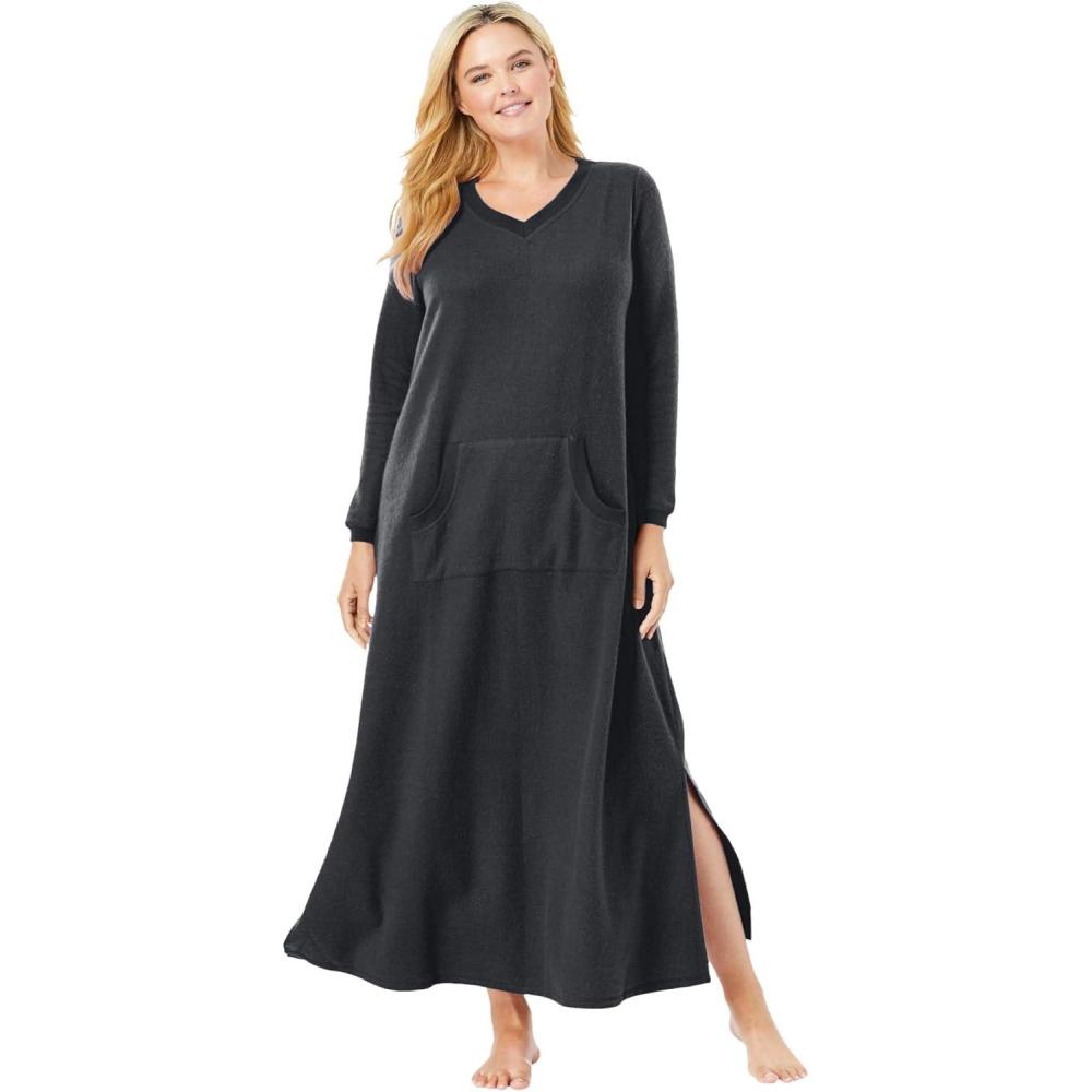 image:imageDreams amp Co Plus Size Long Sherpa LoungerBlack