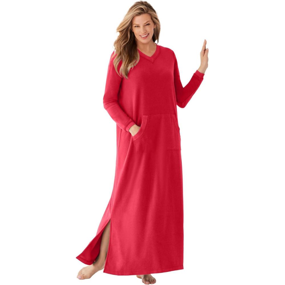 image:imageDreams amp Co Plus Size Long Sherpa LoungerClassic Red