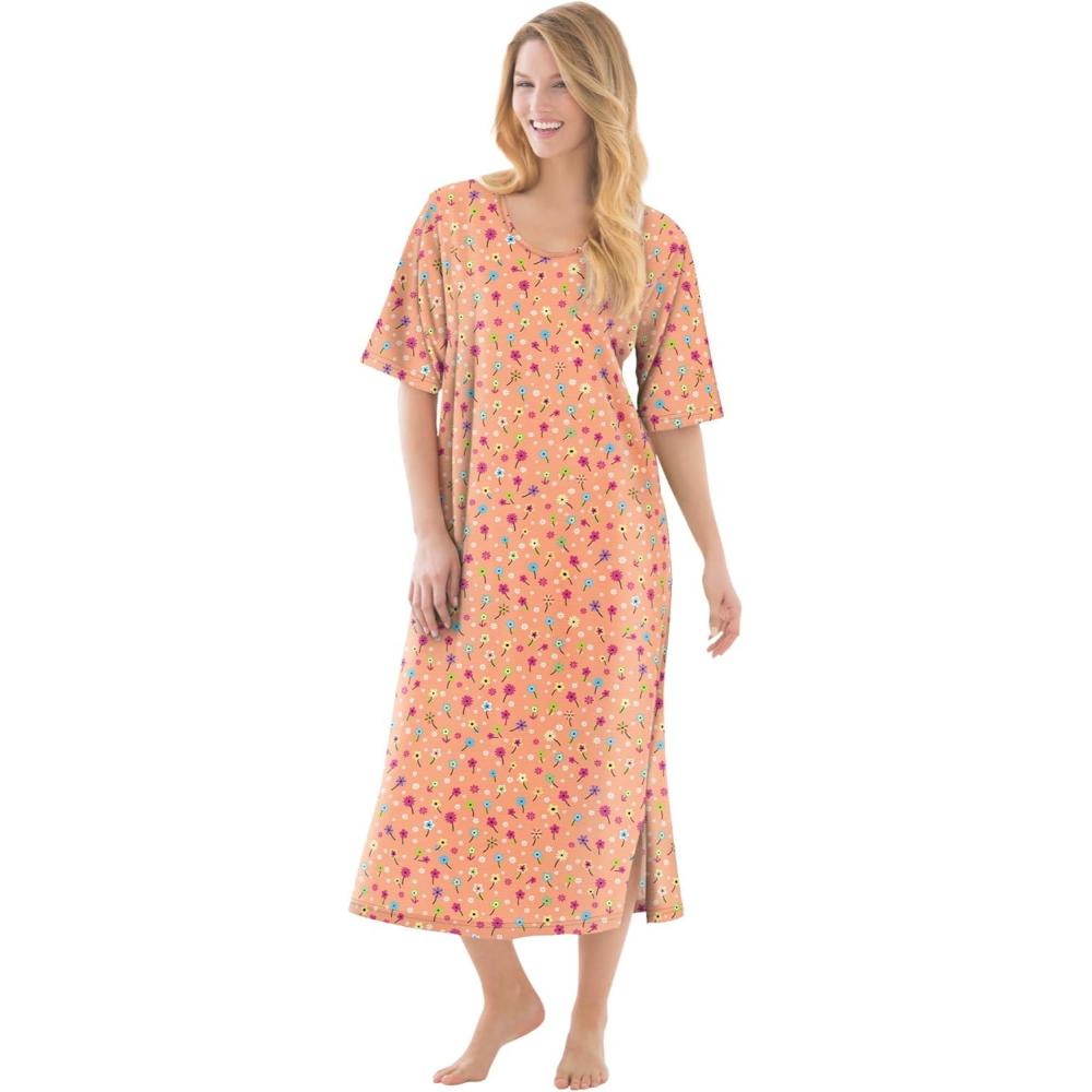 image:imageDreams amp Co Plus Size Long Tagless SleepshirtHoney Peach Floral