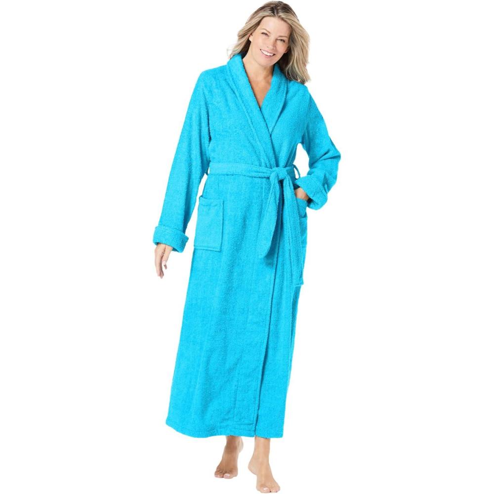 image:imageDreams amp Co Plus Size Long Terry RobeParadise Blue