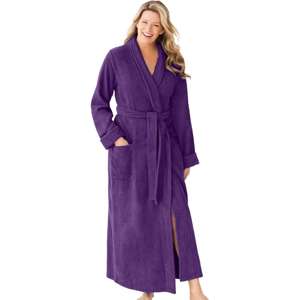 image:imageDreams amp Co Plus Size Long Terry RobeRich Violet
