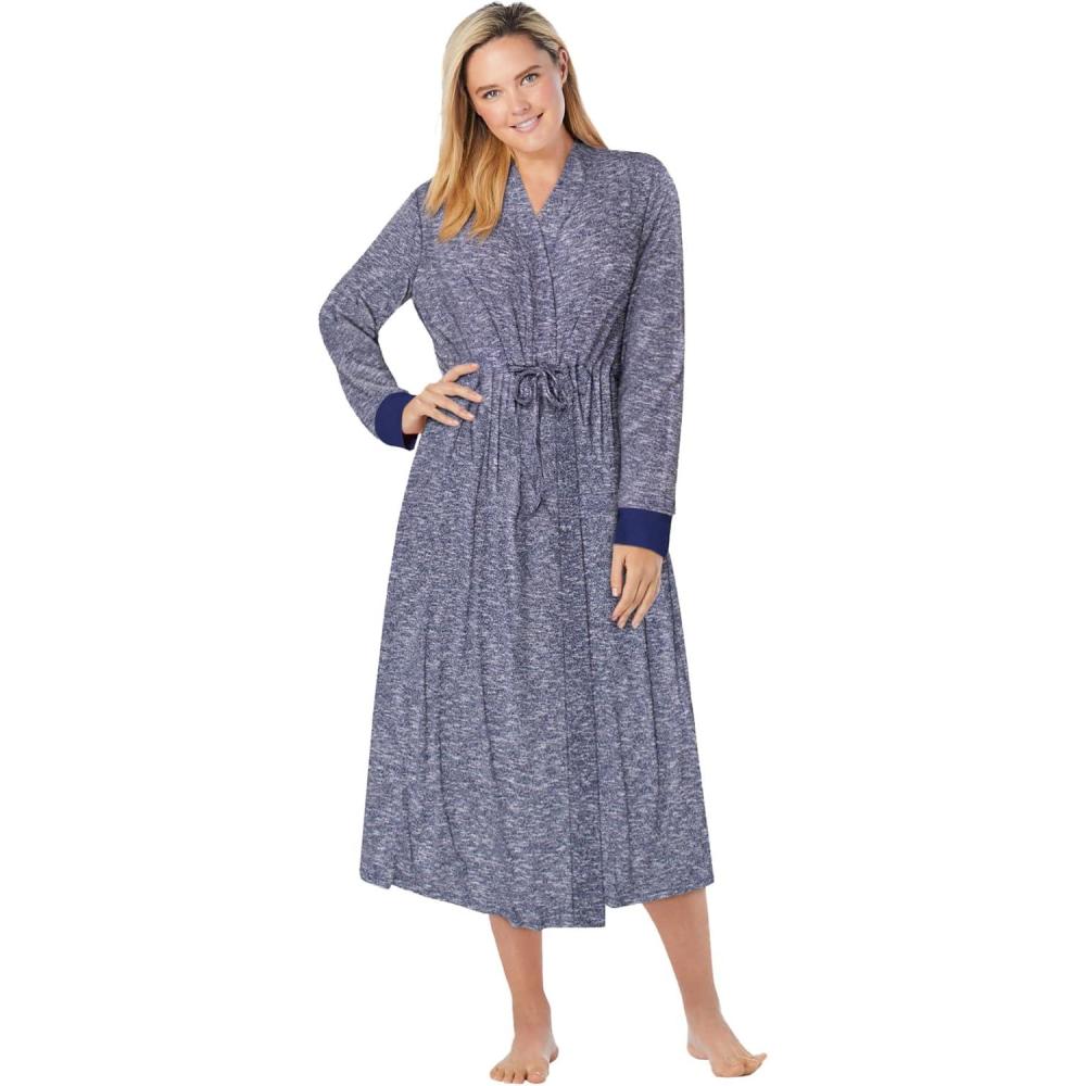 image:imageDreams amp Co Plus Size Marled Long Duster RobeEvening Blue Marled