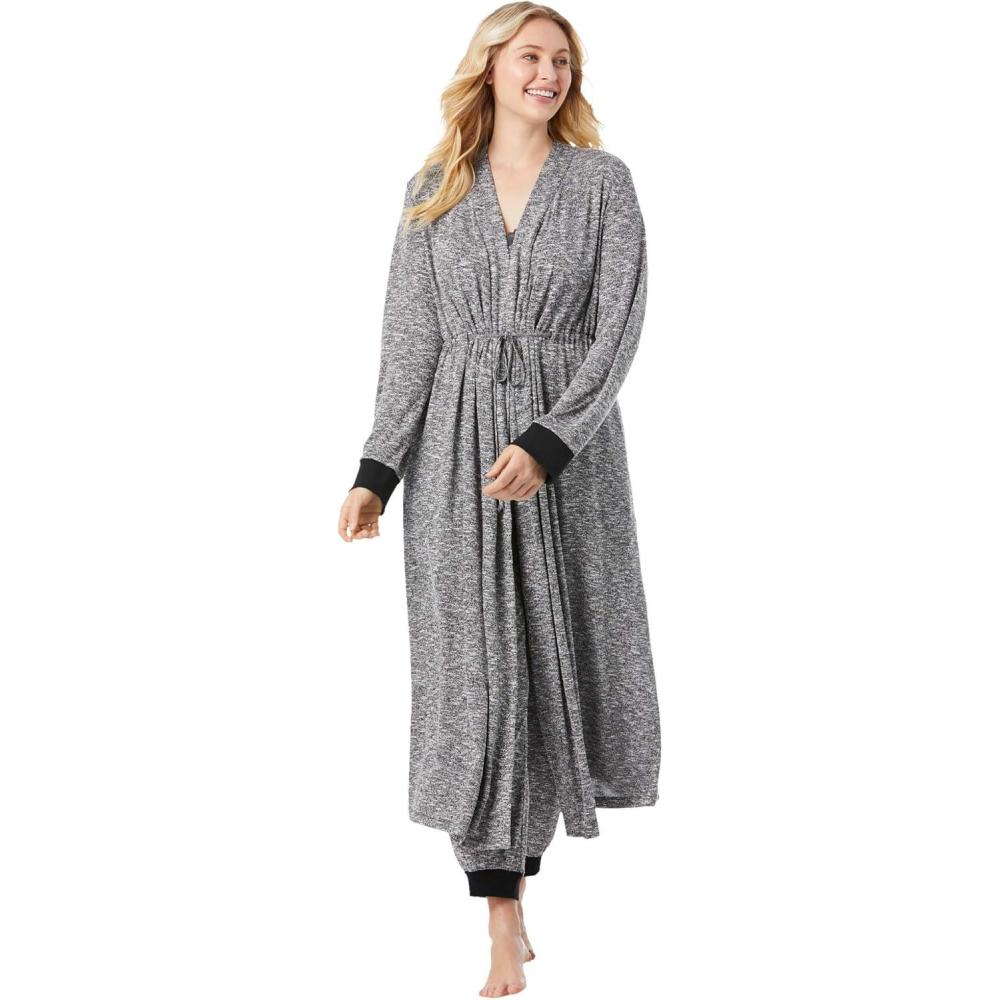 image:imageDreams amp Co Plus Size Marled Long Duster RobeHeather Charcoal Marled