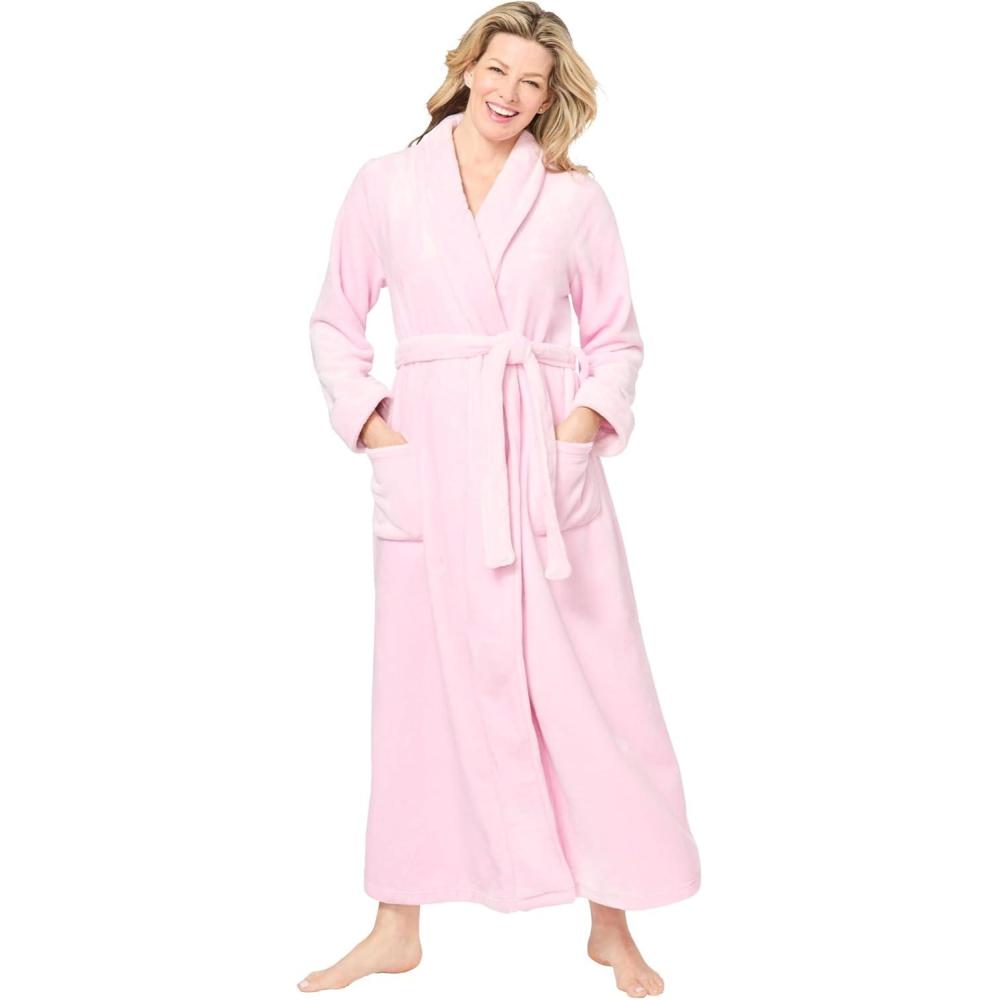 image:imageDreams amp Co Plus Size Plush Wrap RobePink
