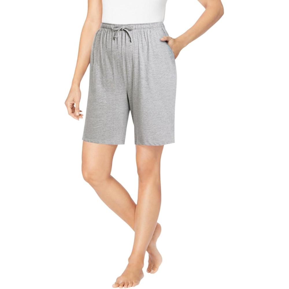 image:imageDreams amp Co Plus Size Print Pajama ShortsHeather Grey
