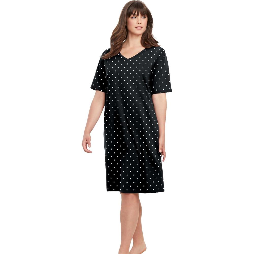 image:imageDreams amp Co Plus Size Print SleepshirtBlack Dot