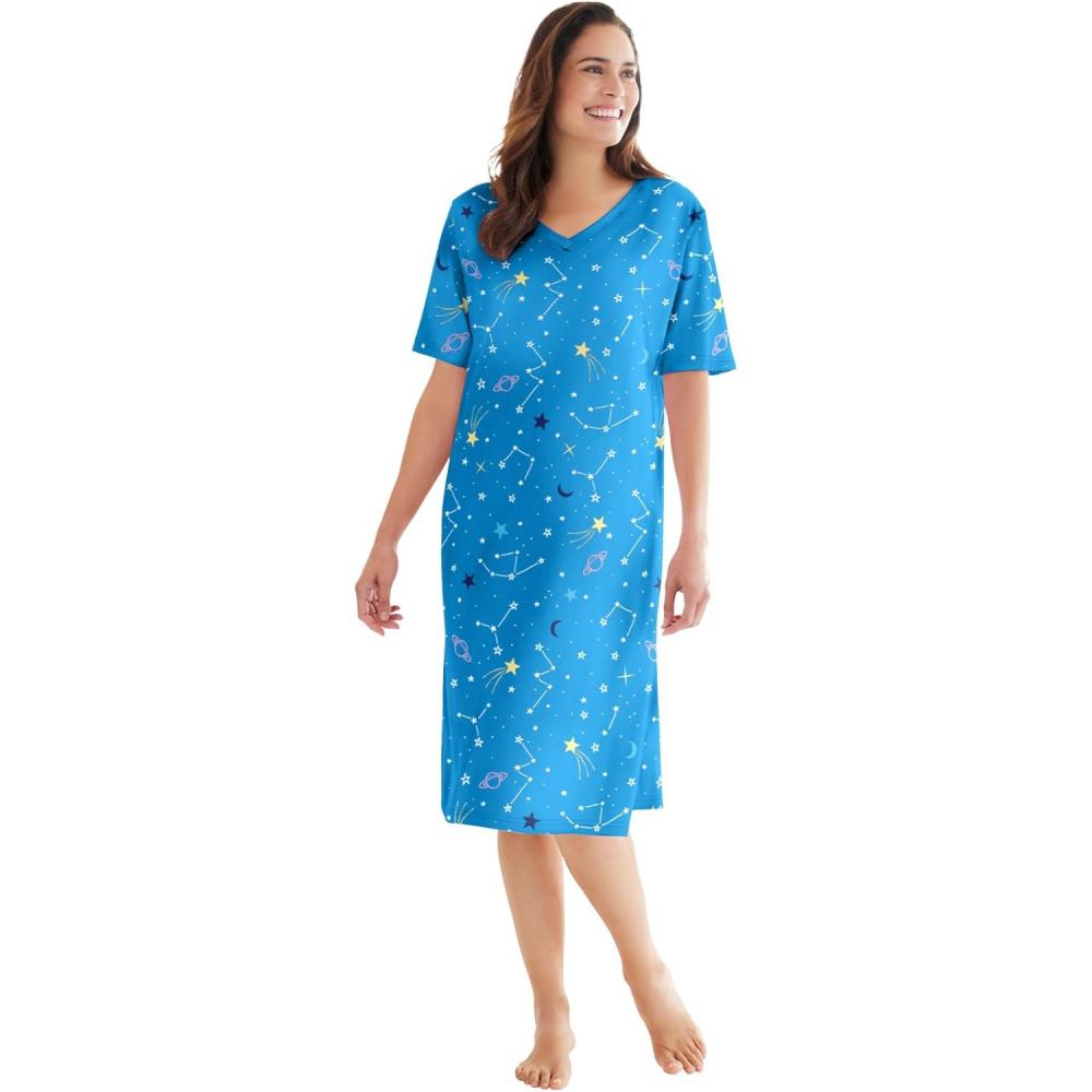 image:imageDreams amp Co Plus Size Print SleepshirtPool Blue Cosmic Dreams