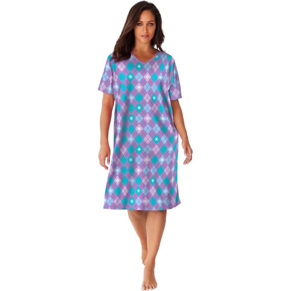 image:imageDreams amp Co Plus Size Print SleepshirtRadiant Violet Argyle
