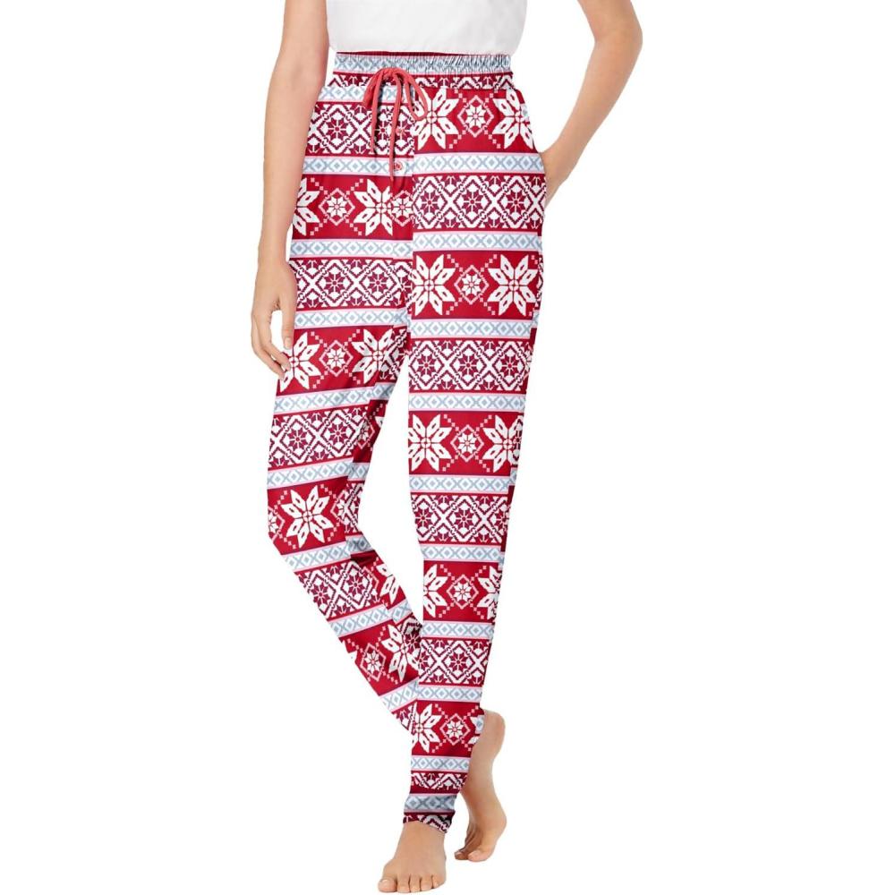 image:imageDreams amp Co Plus Size Relaxed Pajama PantClassic Red Fair Isle