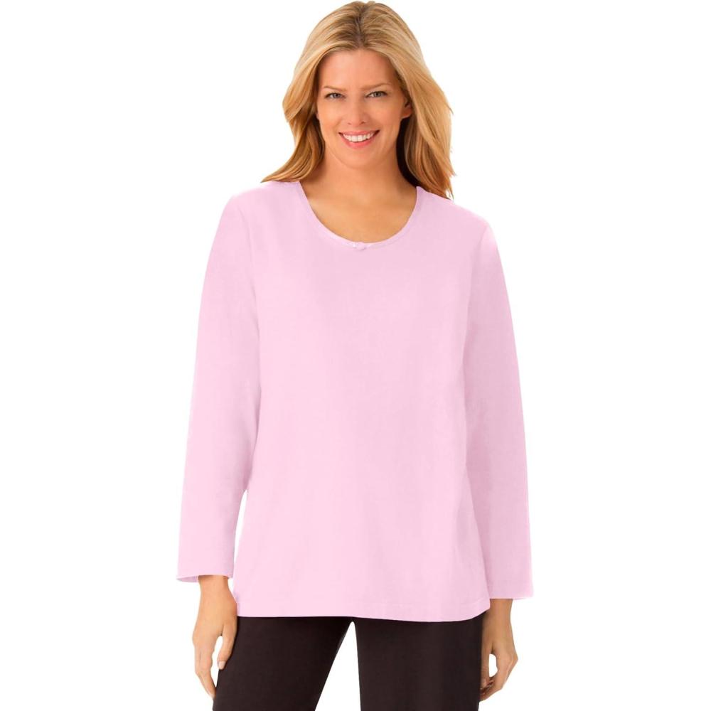 image:imageDreams amp Co Plus Size Satin Trim Sleep TeePink