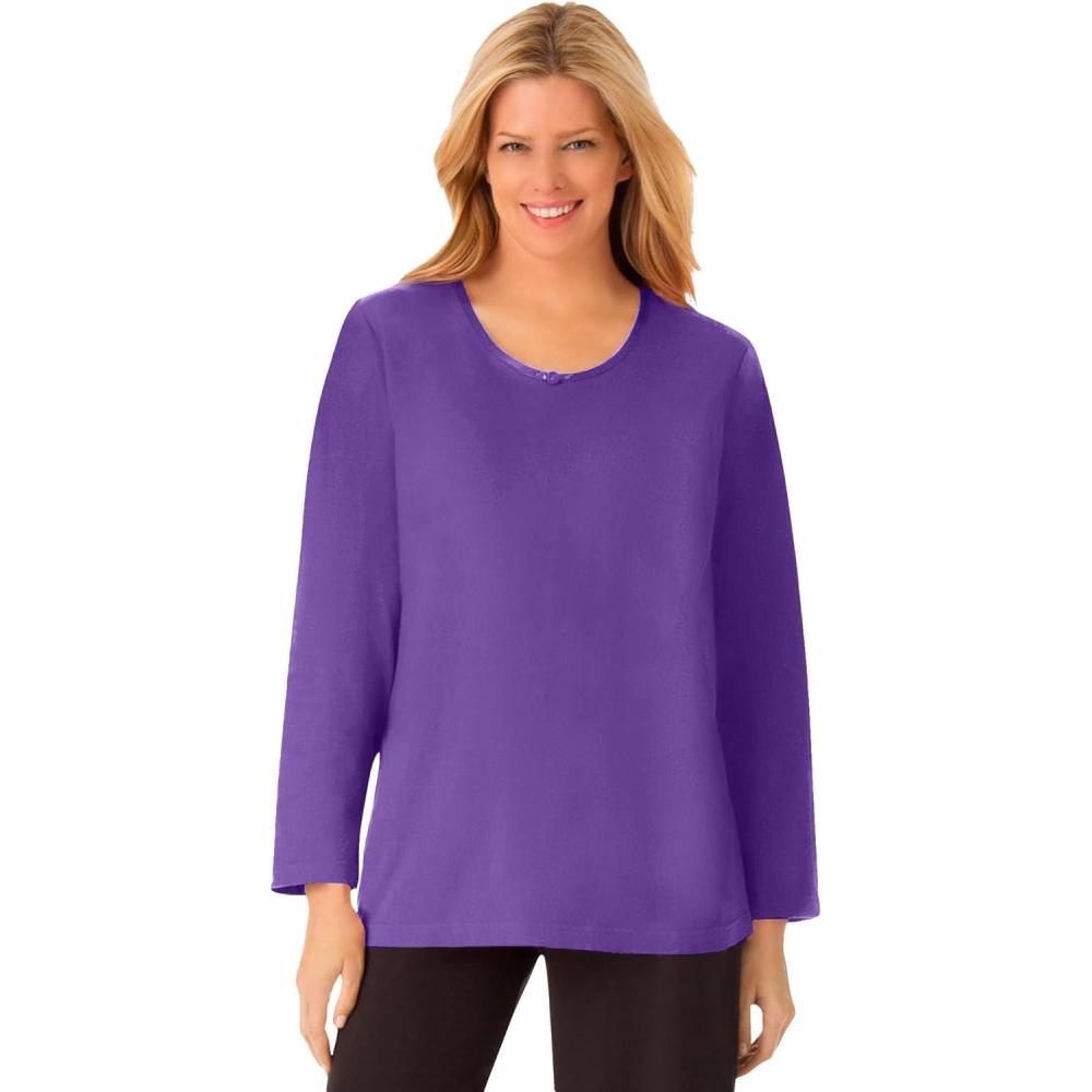 image:imageDreams amp Co Plus Size Satin Trim Sleep TeePlum Burst