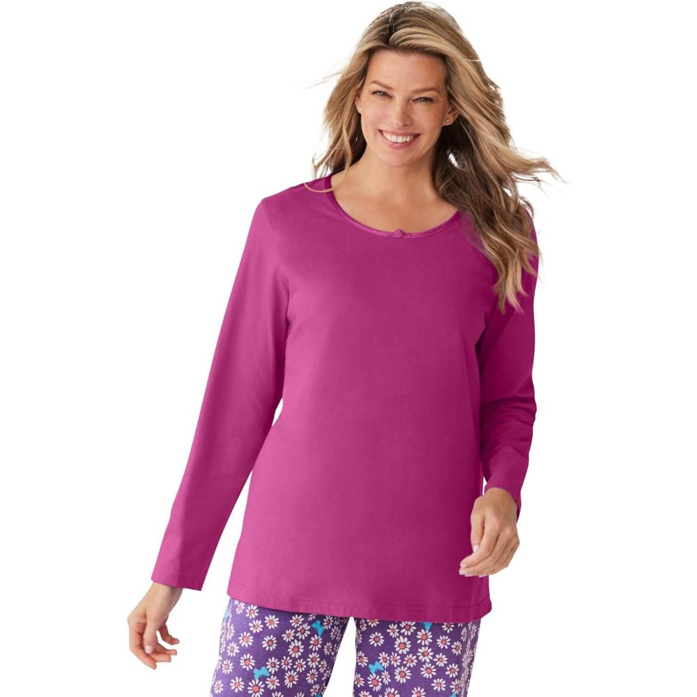 image:imageDreams amp Co Plus Size Satin Trim Sleep TeeRaspberry