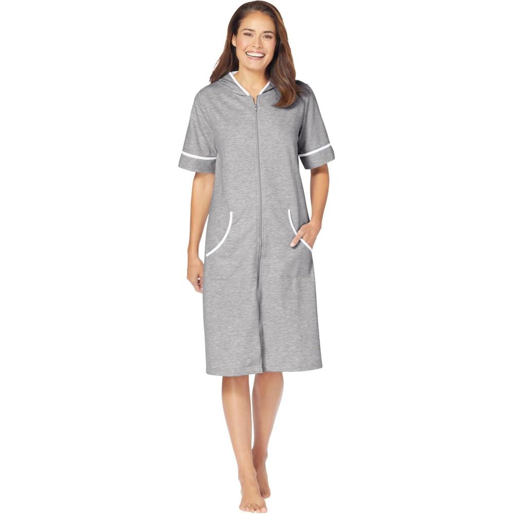 image:imageDreams amp Co Plus Size Short French Terry RobeHeather Grey