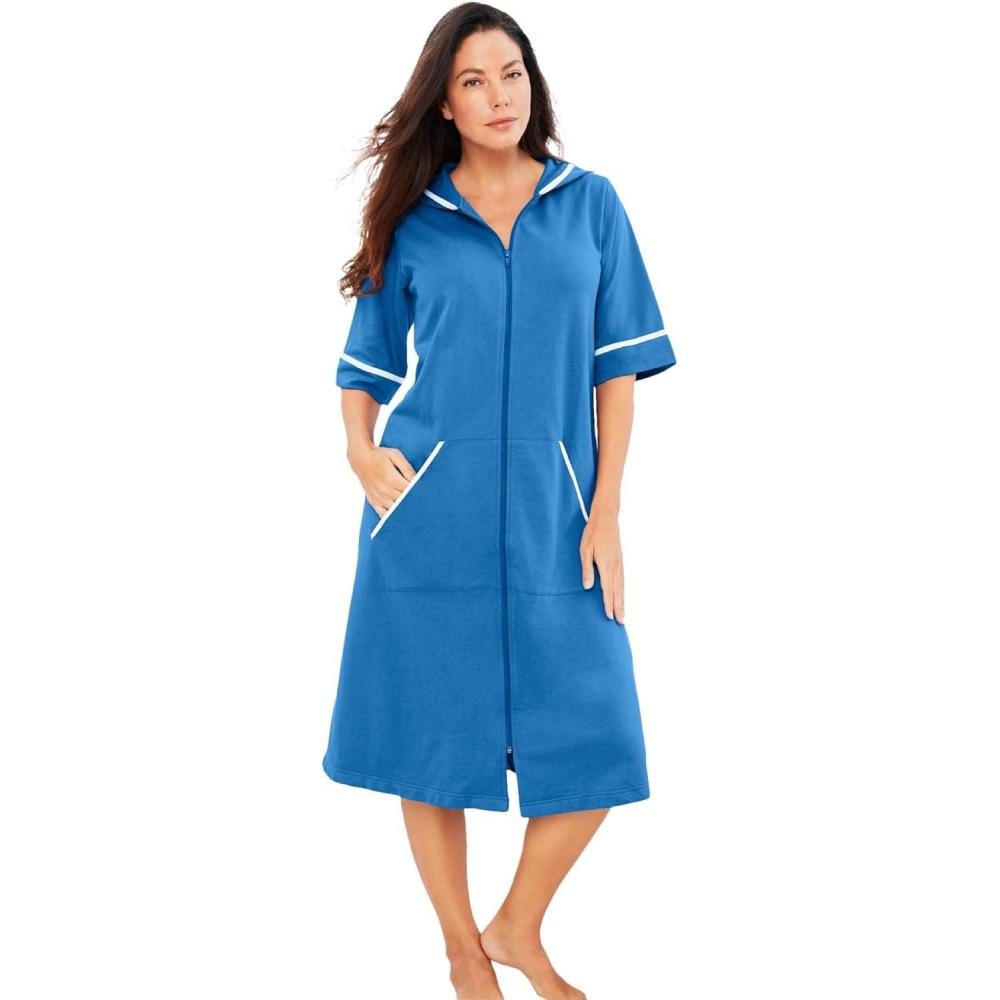 image:imageDreams amp Co Plus Size Short French Terry RobePool Blue