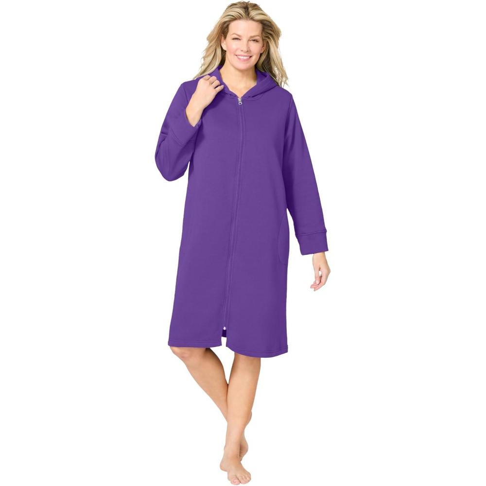 image:imageDreams amp Co Plus Size Short Hooded Sweatshirt RobePlum Burst
