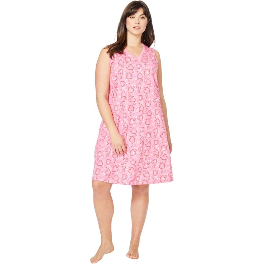 image:imageDreams amp Co Plus Size Short Sleeveless SleepshirtPink Hearts