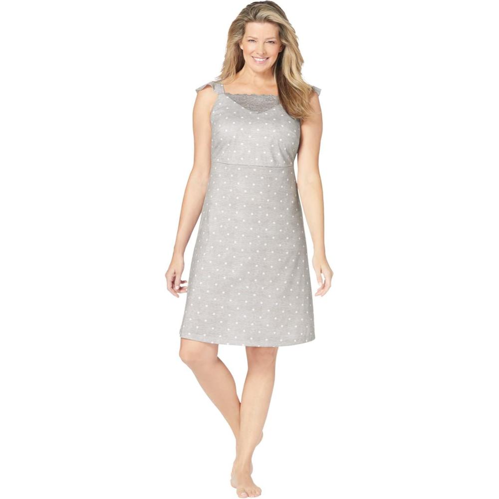 image:imageDreams amp Co Plus Size Short Supportive GownHeather Grey Dot