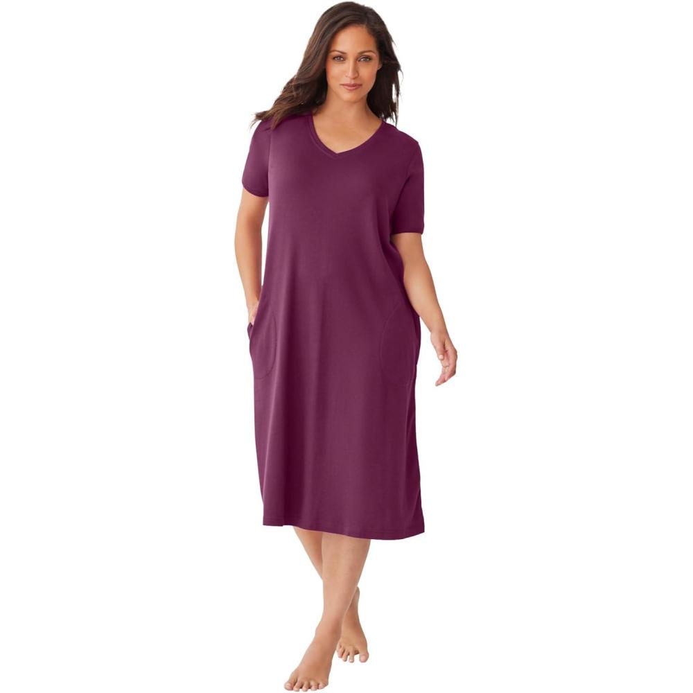 image:imageDreams amp Co Plus Size Short TShirt LoungerDeep Claret