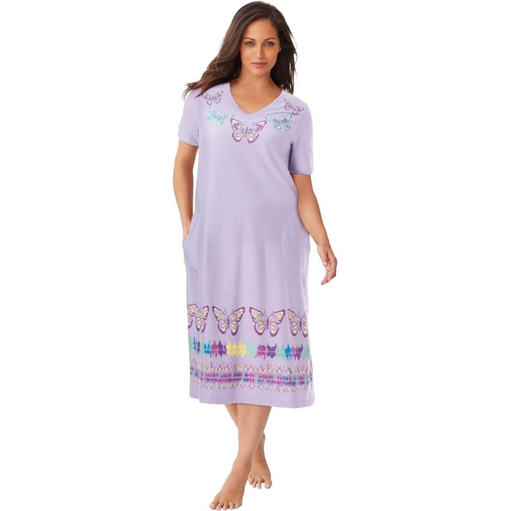 image:imageDreams amp Co Plus Size Short TShirt LoungerPretty Orchid Butterfly