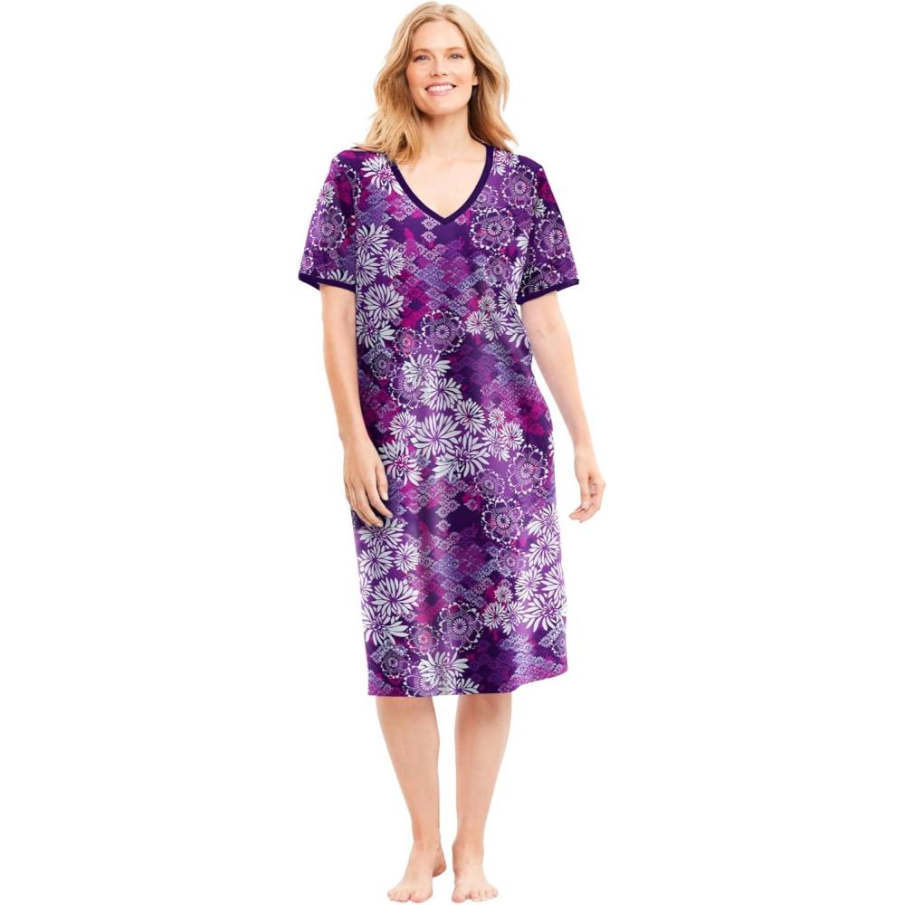 image:imageDreams amp Co Plus Size Short TShirt LoungerRich Violet Blooming