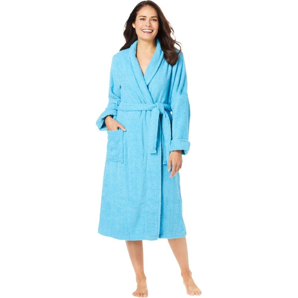 image:imageDreams amp Co Plus Size Short Terry RobeParadise Blue