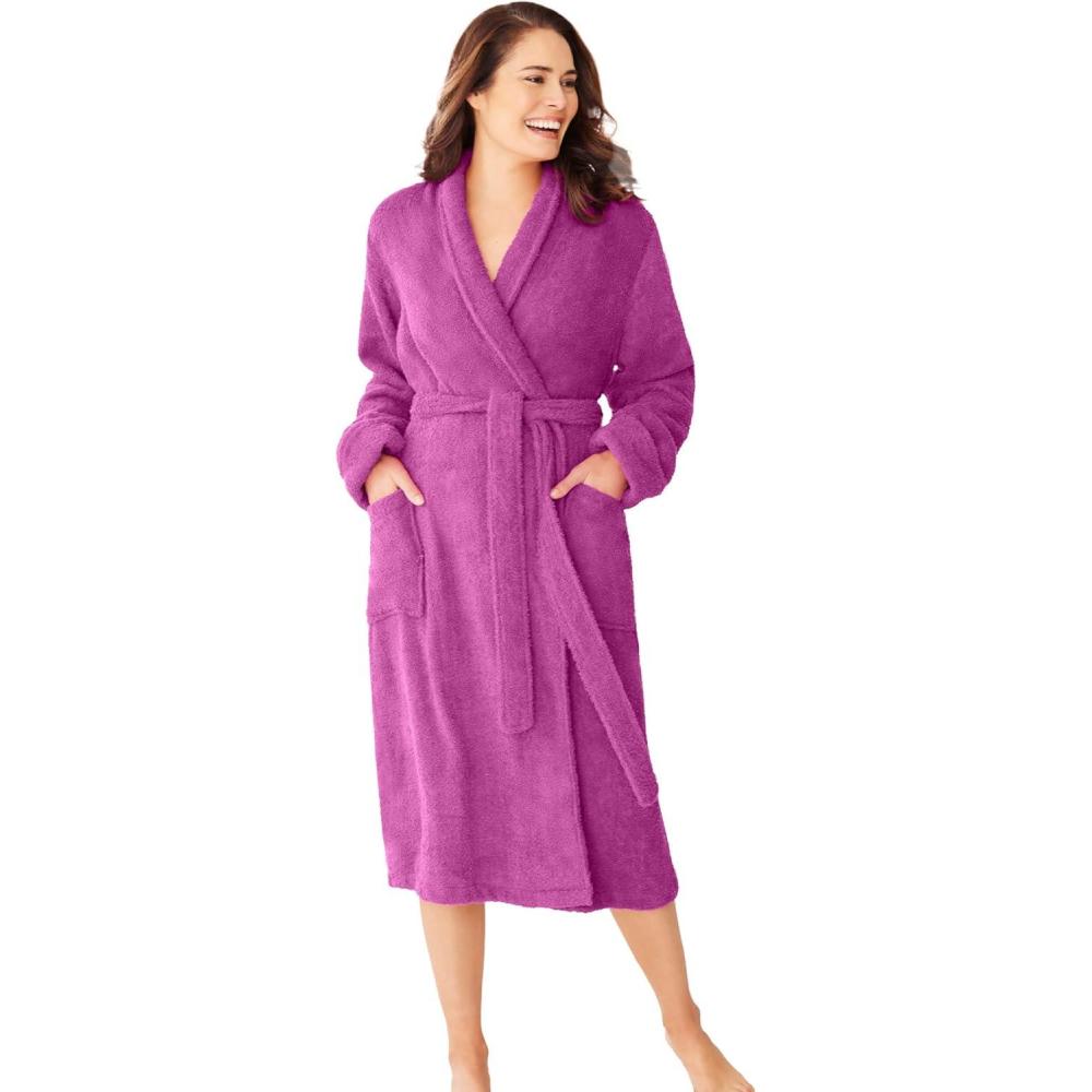 image:imageDreams amp Co Plus Size Short Terry RobeRich Magenta