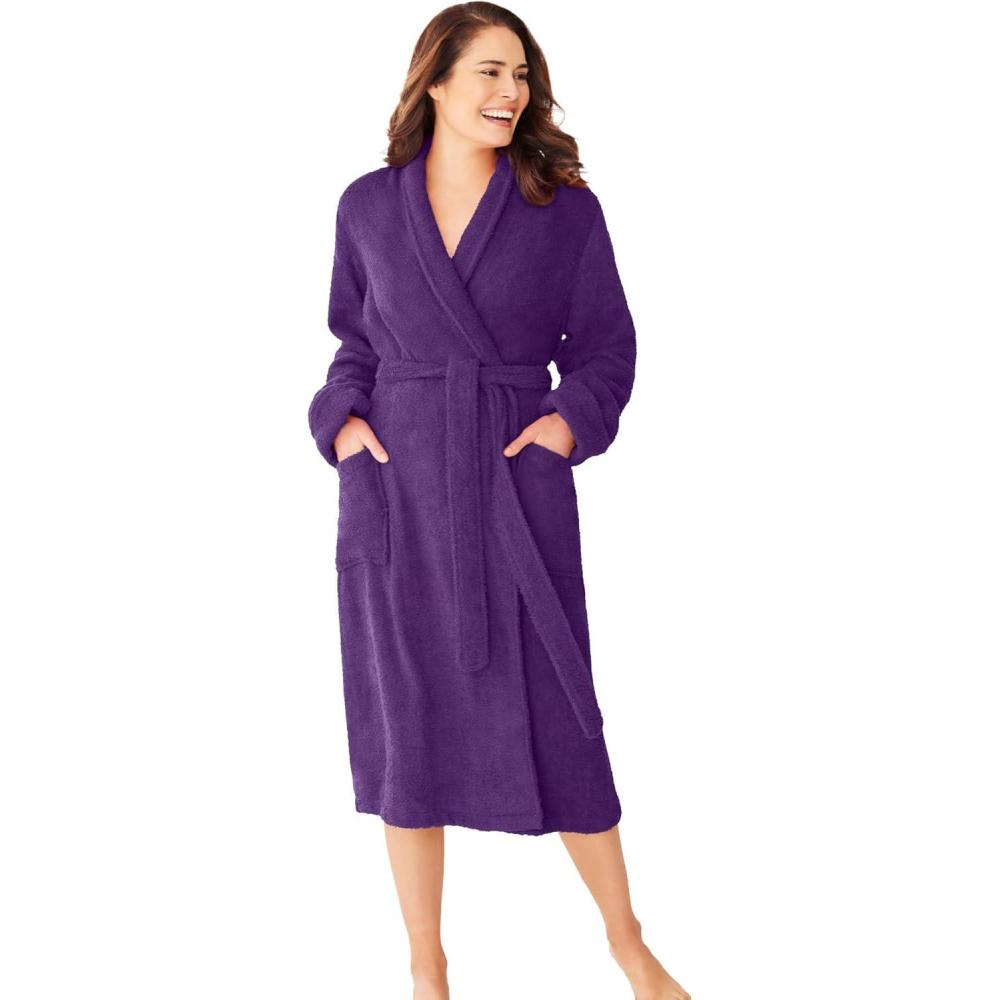 image:imageDreams amp Co Plus Size Short Terry RobeRich Violet