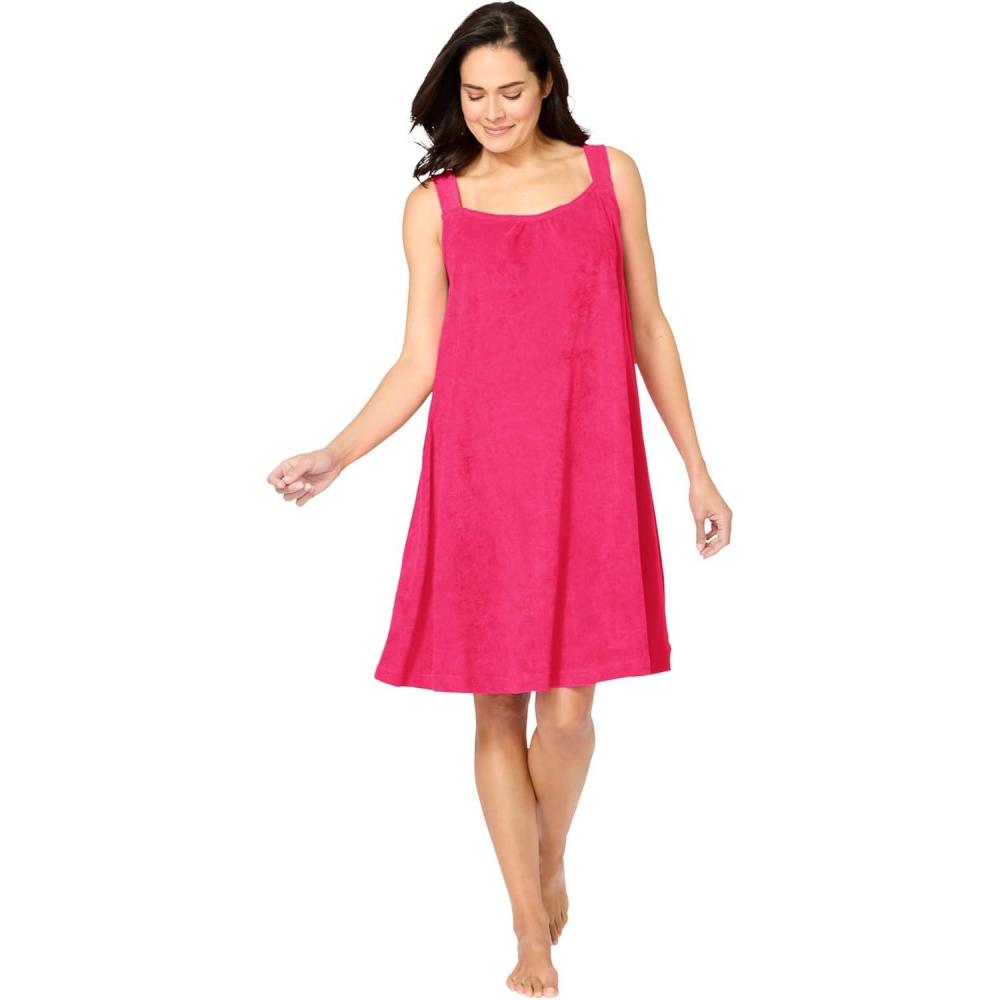 image:imageDreams amp Co Plus Size Sleeveless Terry LoungerPink Burst