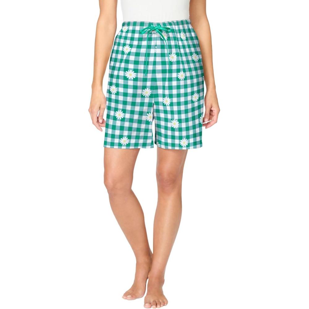 image:imageDreams amp Co Plus Size Woven Sleep ShortTropical Emerald Daisy