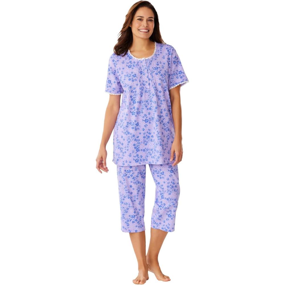 image:imageOnly Necessities Plus Size 2Piece Pintuck Tee And Capri Sleep SetLavender Dancing Floral