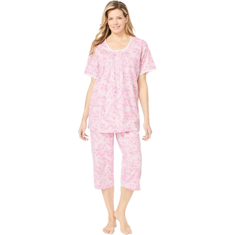 image:imageOnly Necessities Plus Size 2Piece Pintuck Tee And Capri Sleep SetPink Dancing Floral