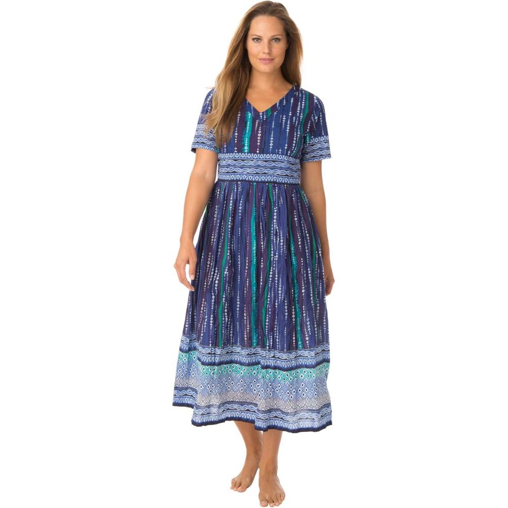 image:imageOnly Necessities Plus Size Crinkle Cotton LoungerBlue Violet Geo