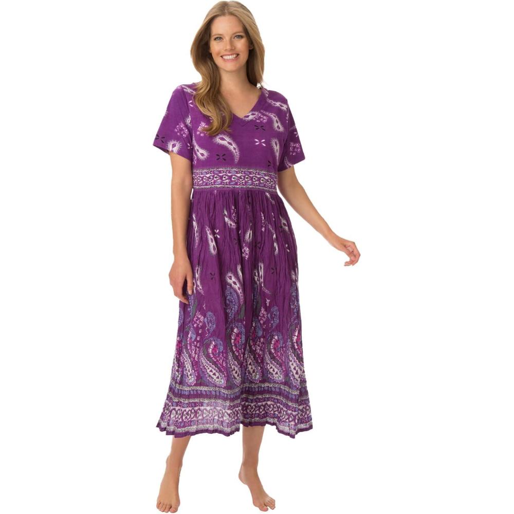 image:imageOnly Necessities Plus Size Crinkle Cotton LoungerFresh Berry Paisley