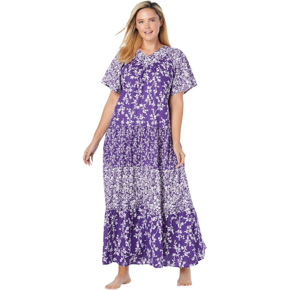 image:imageOnly Necessities Plus Size Long Tiered Print LoungerPurple Burst Floral