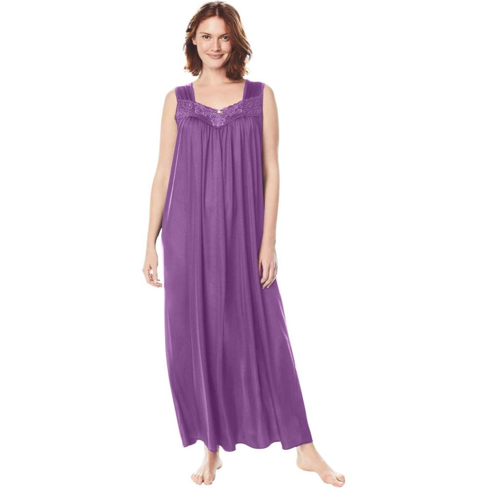 image:imageOnly Necessities Plus Size Long Tricot Knit NightgownFresh Berry