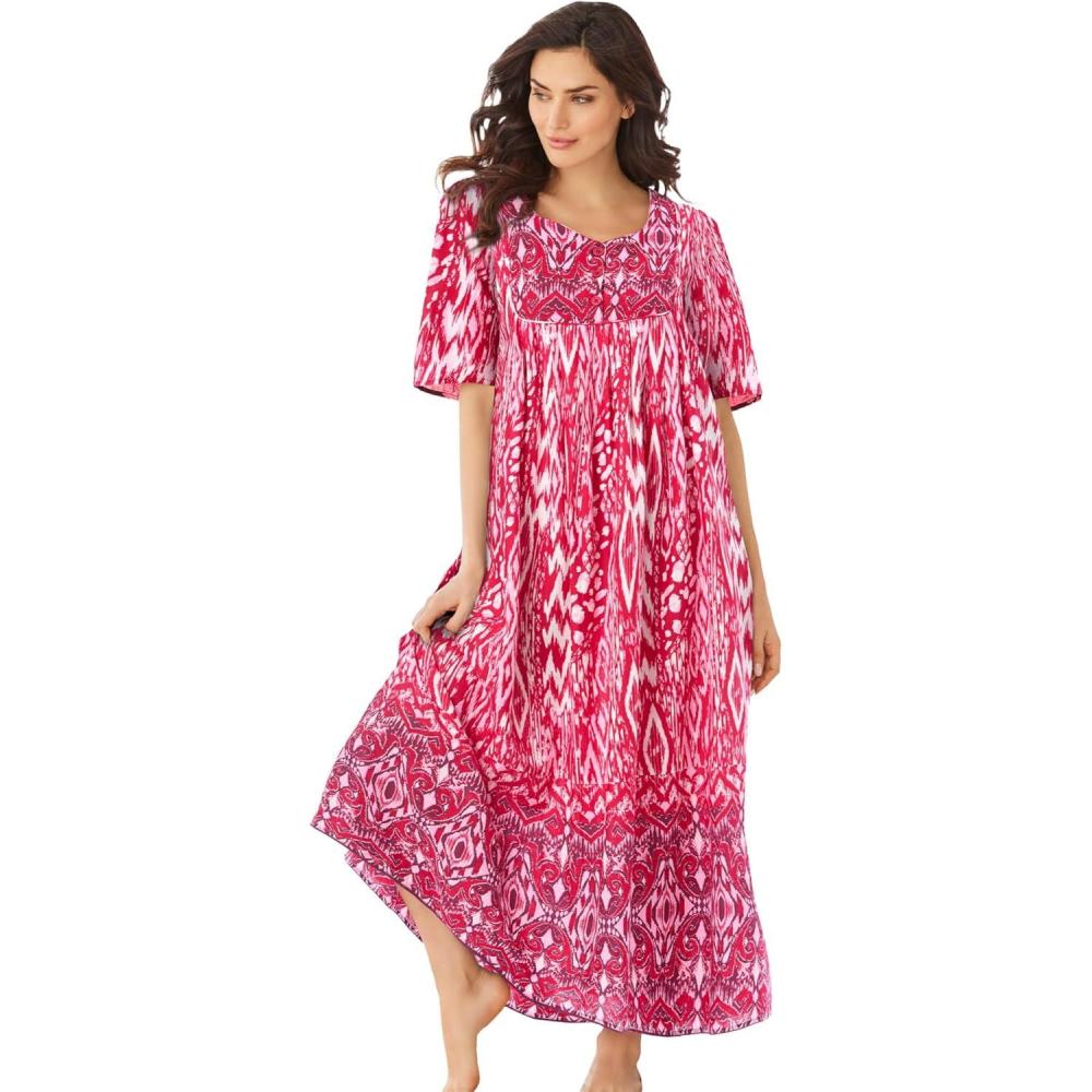 image:imageOnly Necessities Plus Size Petite Bib Front LoungerPink Burst Ikat