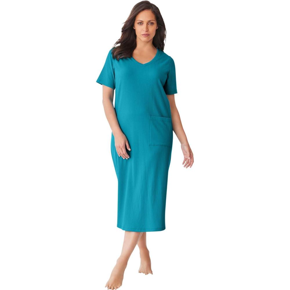 image:imageOnly Necessities Plus Size Ribbed SleepshirtDark Turq