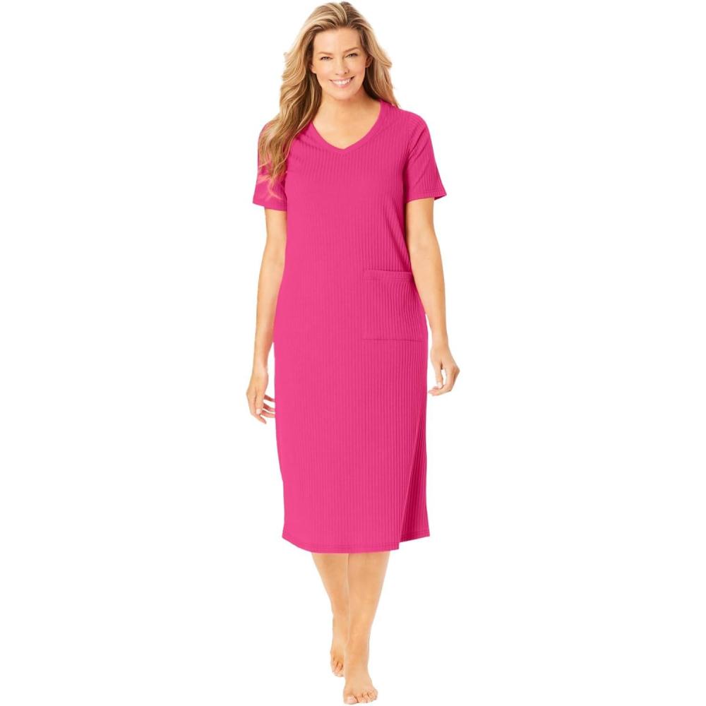 image:imageOnly Necessities Plus Size Ribbed SleepshirtRaspberry Sorbet