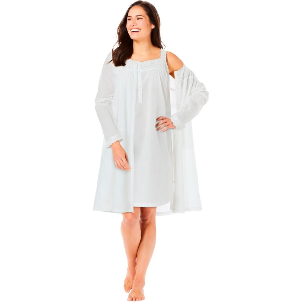 image:imageOnly Necessities Plus Size Short 2Piece CabbageRose Peignoir SetWhite