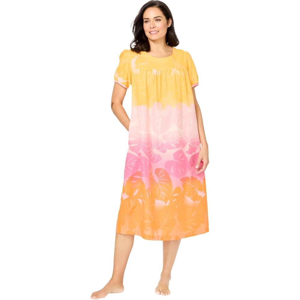 image:imageOnly Necessities Plus Size Short Print Shirred LoungerMulti Tropical Ombre