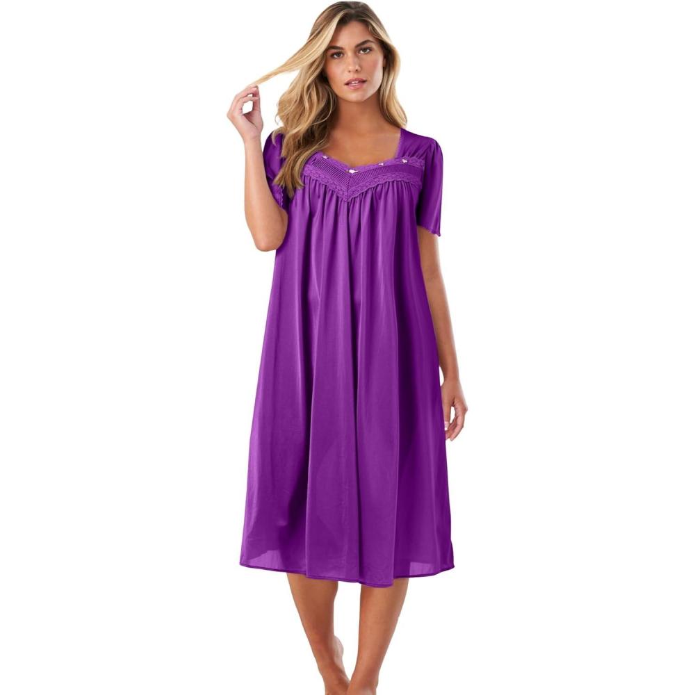 image:imageOnly Necessities Plus Size Short Silky LaceTrim GownFresh Berry
