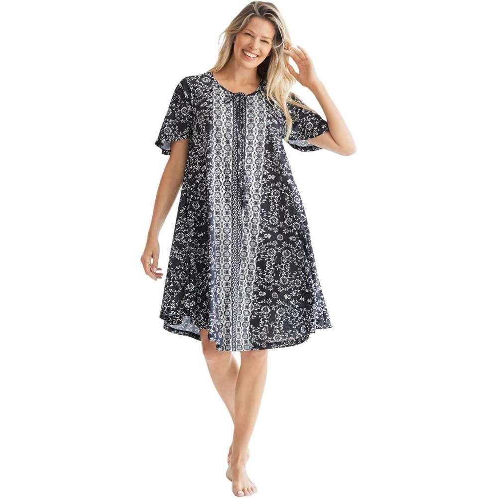 image:imageOnly Necessities Plus Size Short Sweeping Printed LoungerBlack Floral