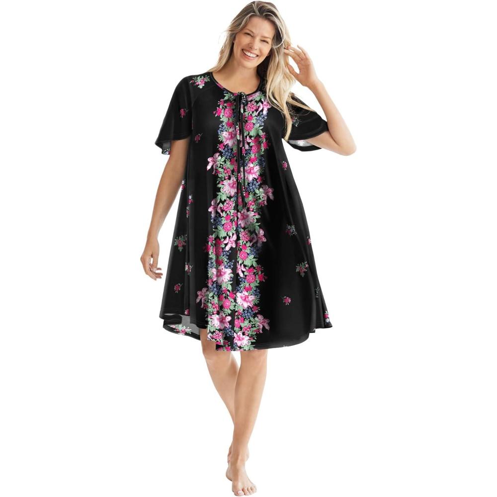 image:imageOnly Necessities Plus Size Short Sweeping Printed LoungerBlack Lily
