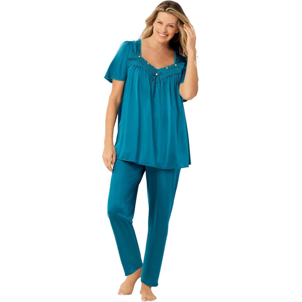 image:imageOnly Necessities Plus Size Silky 2Piece PJ SetDeep Teal