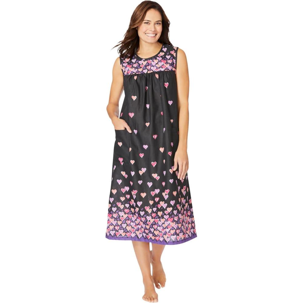 image:imageOnly Necessities Plus Size Sleeveless Print LoungerBlack Floating Hearts