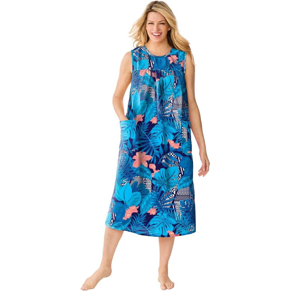 image:imageOnly Necessities Plus Size Sleeveless Print LoungerParadise Blue Tropical Geo