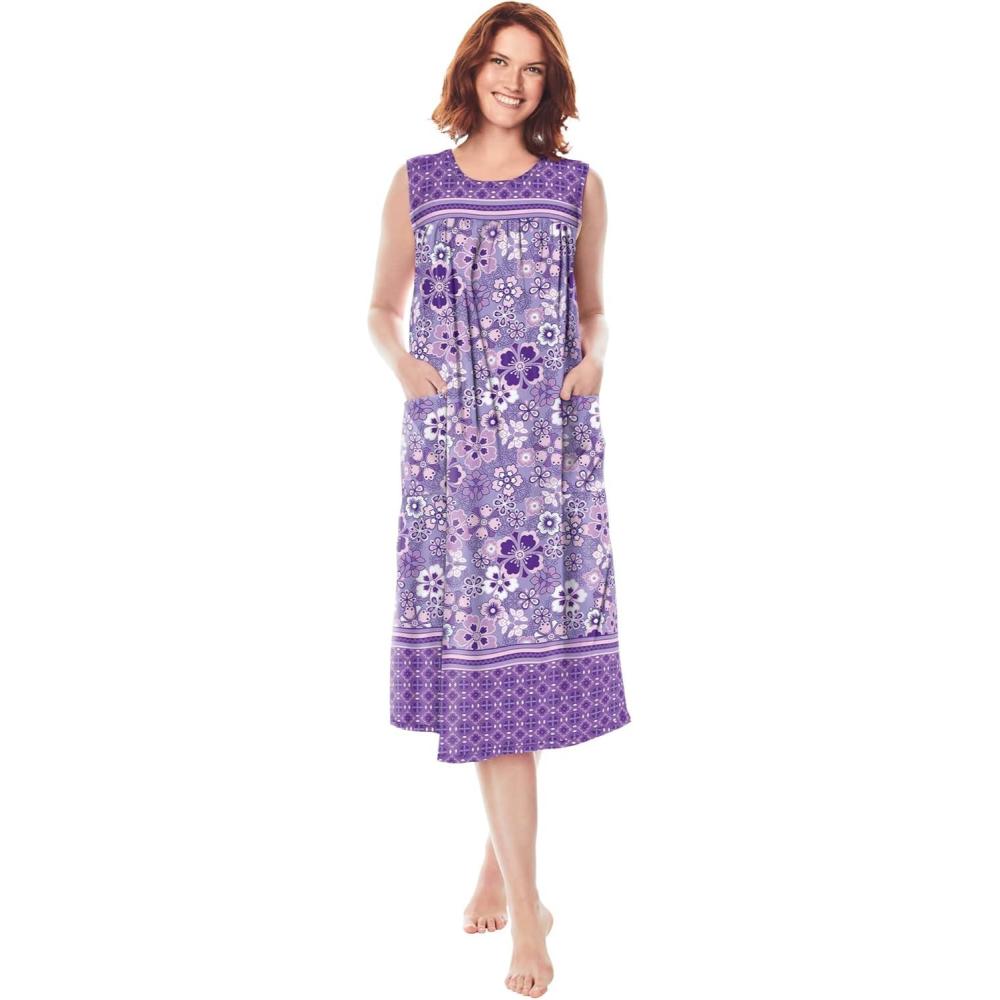 image:imageOnly Necessities Plus Size Sleeveless Print LoungerSoft Iris Pansy