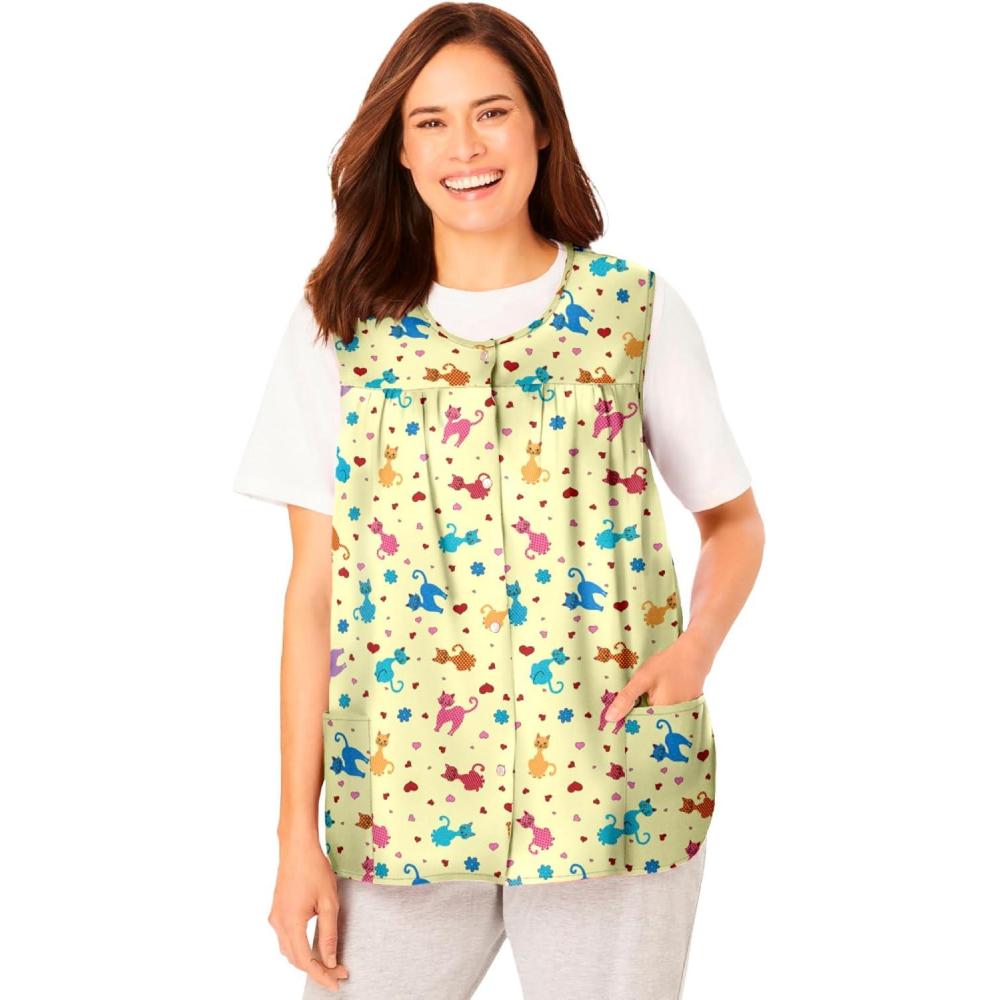 image:imageOnly Necessities Plus Size SnapFront ApronYellow Cats