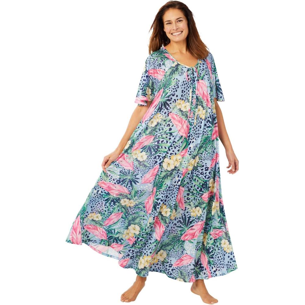image:imageOnly Necessities Plus Size Sweeping Printed LoungerSky Blue Tropical