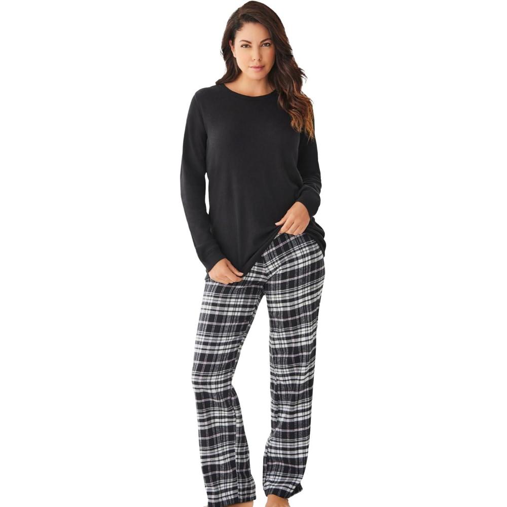image:imageOnly Necessities Plus Size Thermal PJ SetBlack Plaid